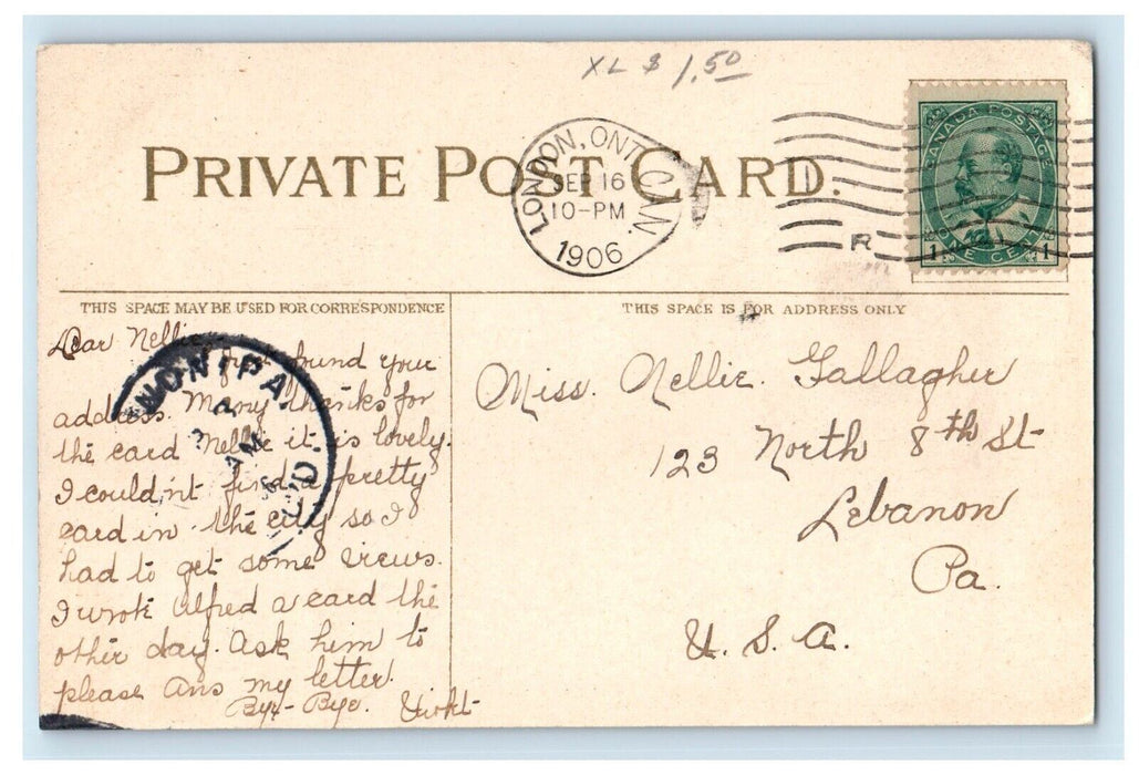 1906 Queens Avenue Road Houses London Ontario Canada Posted Antique Postcard