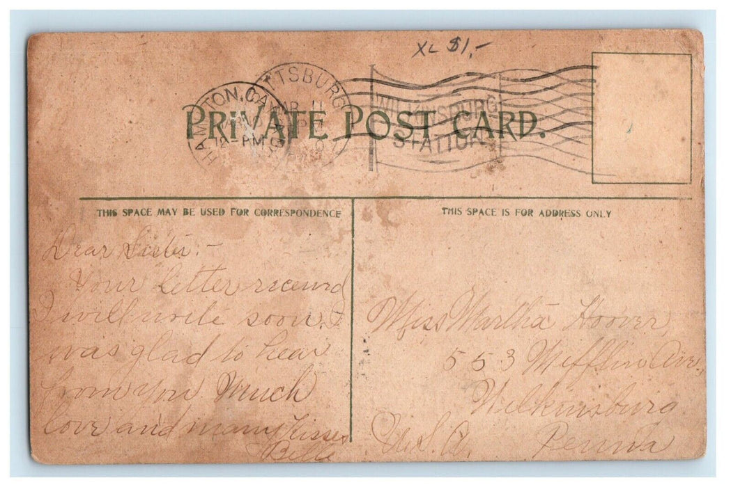 1907 Gore Park Fountain View Hamilton Ontario Canada Posted Antique Postcard