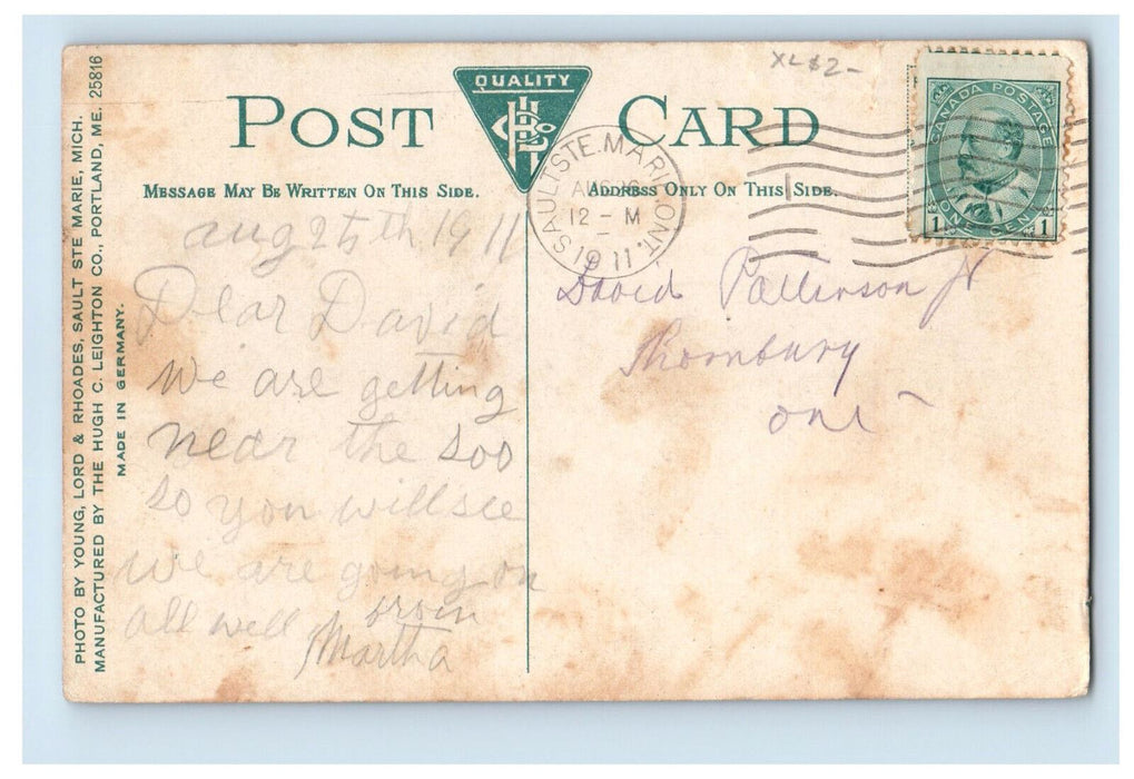 1911 Fleet of Boats Waiting To Lock Through Soo Michigan MI Postcard