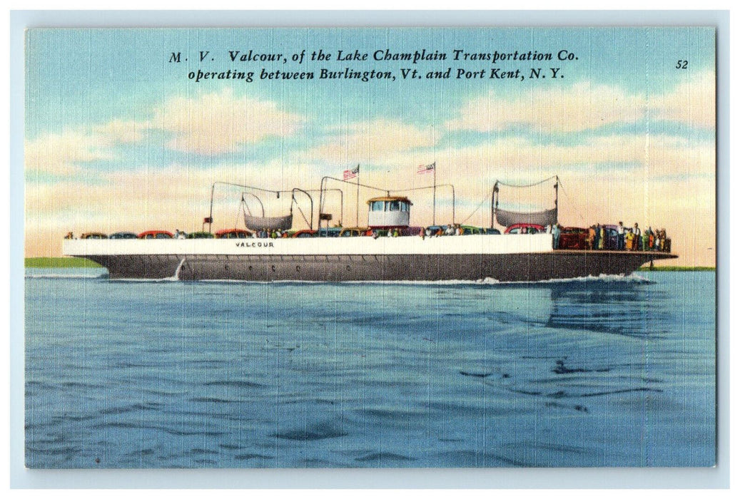 c1940's MV Valcour, Lake Champlain Transportation Co. Port Kent NY Postcard