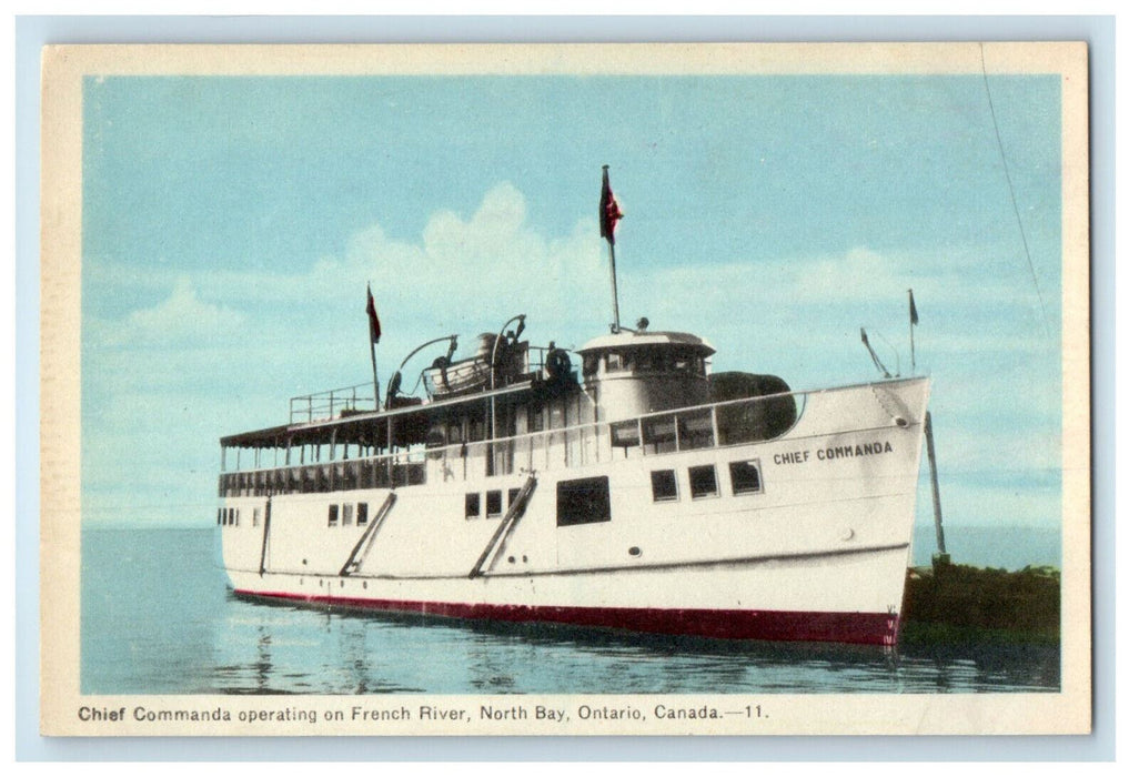 c1940's Chief Commanda Operating on French River North Bay Canada Postcard