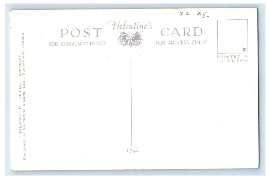 c1920s R.M.S. "Queen Elizabeth" Cunard White Star Line Steamship Series Postcard