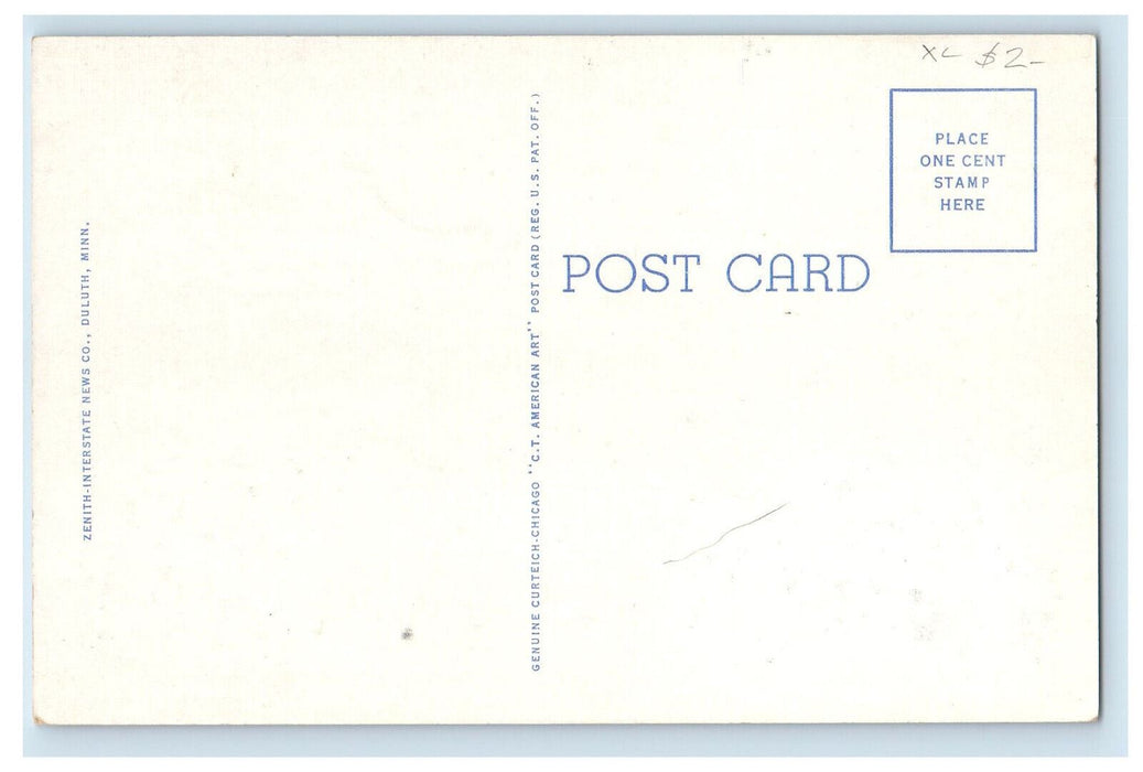c1920's Ore Boat Leaving Duluth Superior Harbor in a Northeaster MN Postcard