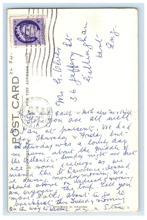 1960 Ships and Boats, Cunard RMS Saxonia Ottawa Ontario Canada Postcard