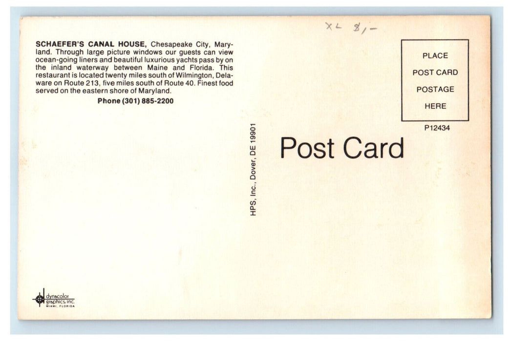 c1950's Schaefer's Canal House, Chesapeake City Maryland MD Vintage Postcard