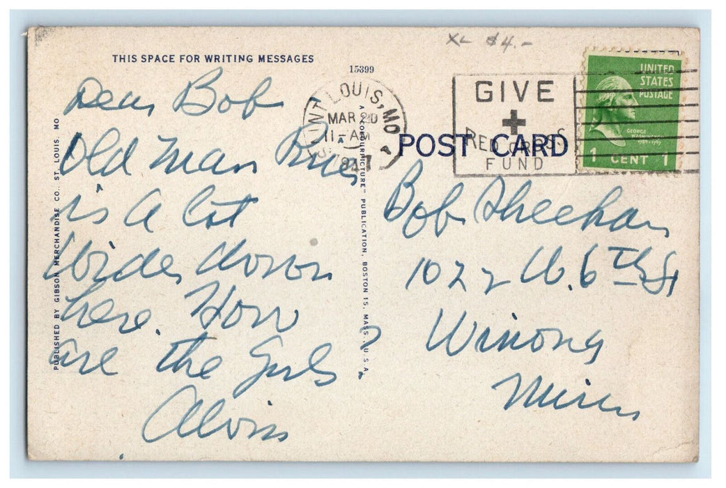 1947 Steamer Admiral St. Louis Missouri MO Vintage Posted Postcard