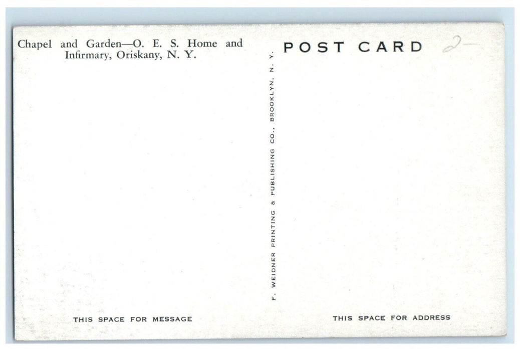 c1910 Chapel and Garden OES Home & Infirmary Oriskany New York NY Postcard