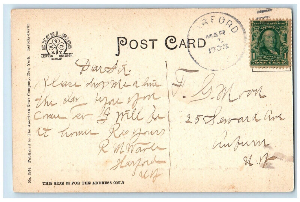 1908 Narrows North Side Erie Lehigh Valley Railroad Owego New York NY Postcard