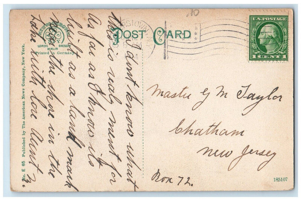 1914 Kingfisher Tower Boat Otsego Lake Cooperstown New York NY Antique Postcard
