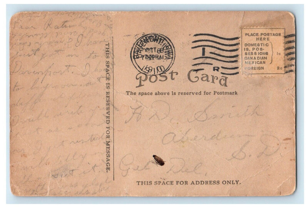 1910 C. M. & ST. P. Depot Train Station Wagon Delmar Iowa IA Antique Postcard