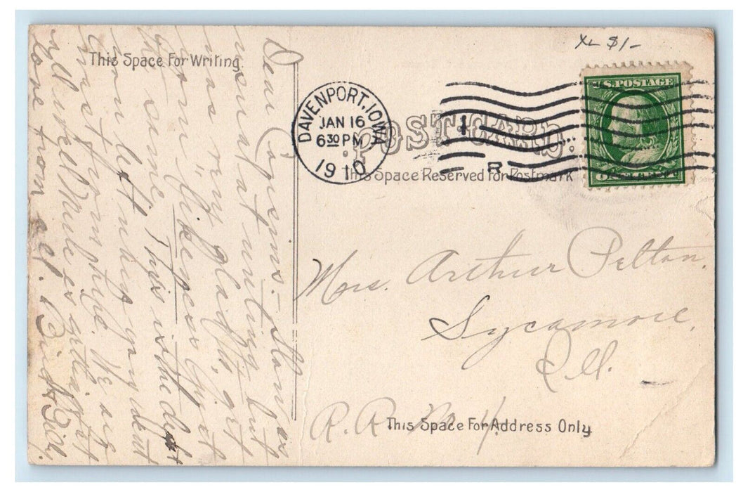 1910 C. L. I. & P. R. R. Depot Train Station Davenport Iowa IA Antique Postcard