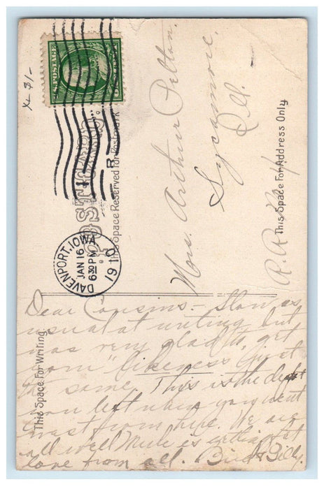 1910 C. L. I. & P. R. R. Depot Train Station Davenport Iowa IA Antique Postcard