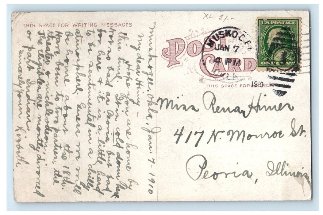 1910 Katy Hotel And Depot Train Station Muskogee Oklahoma OK Antique Postcard