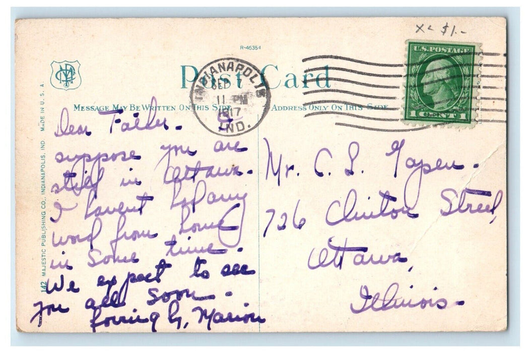 1917 Traction Terminal Station Indianapolis Indiana IN Posted Antique Postcard