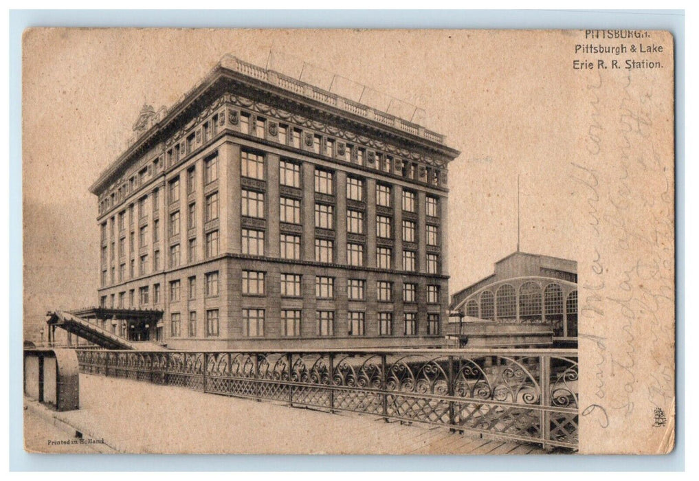 Pittsburgh PA, Pittsburgh & Lake Erie Railroad Station Depot Tuck's Postcard