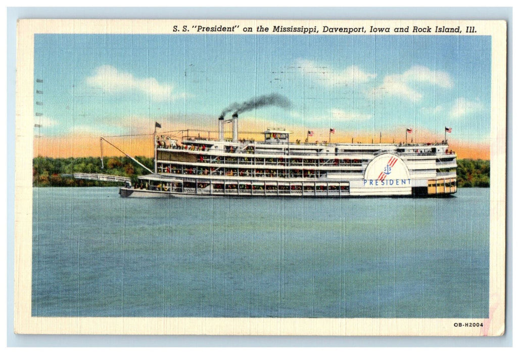 c1940's Steamship Oemulgee of the Bee Line Lying at Pier Brunswick GA Postcard