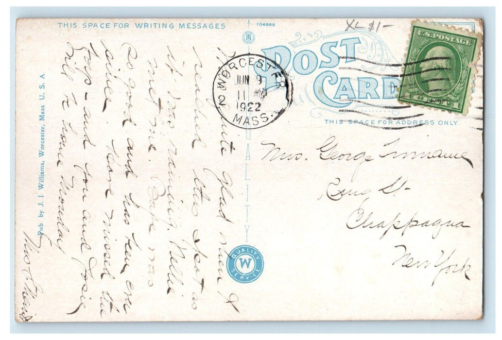 1922 The Union Station Depot Worcester Massachusetts MA Posted Antique Postcard