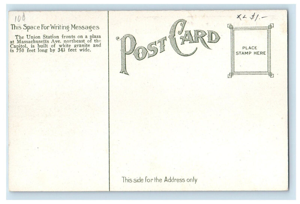 New Agriculture Building Union Station Depot Fountain Washington DC Postcard