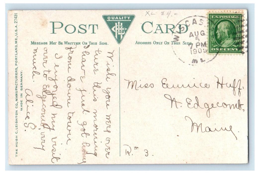 1909 Steamer Ransom B Fullen Head of Swan Island Richmond Maine ME Postcard