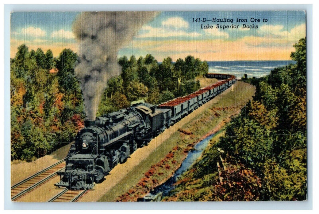Minnesota MN, Hauling Iron Ore To Lake Superior Docks Railroad Train Postcard