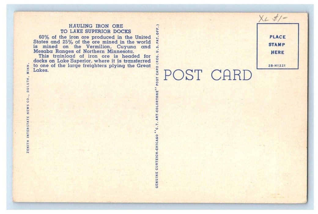 Minnesota MN, Hauling Iron Ore To Lake Superior Docks Railroad Train Postcard