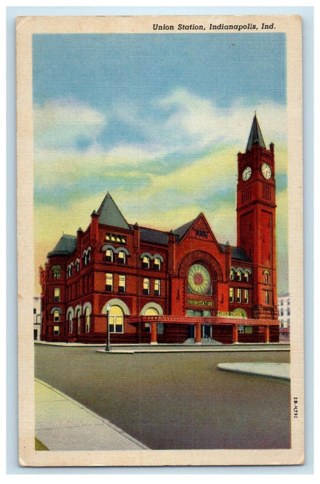 c1930's Union Station Depot Indianapolis Indiana IN Unposted Vintage Postcard