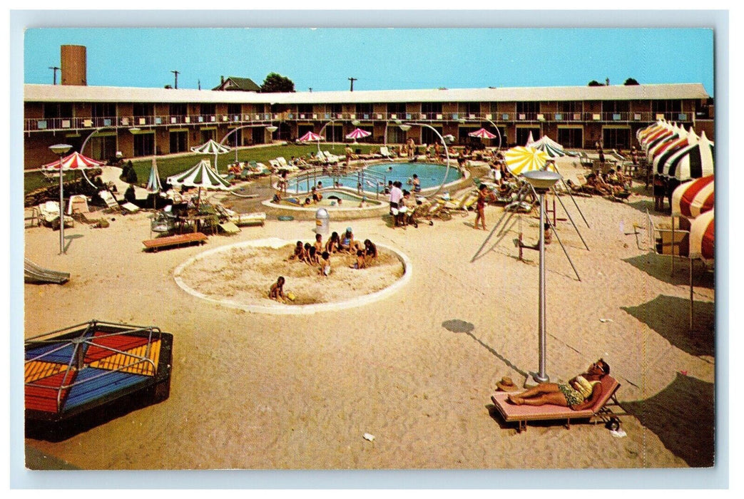 c1960 Country Squire Motor Lodge Poolside Merchantville New Jersey NJ Postcard