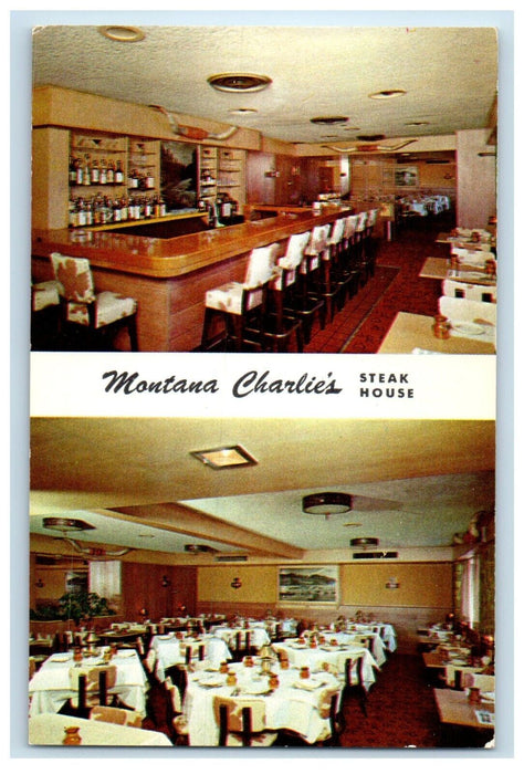 c1960 Montana Charlie's Steak House Multi-View Villa Park Illinois IL Postcard