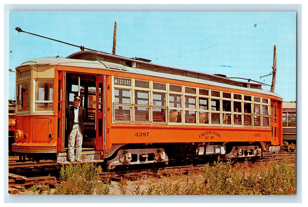 c1950s 4387 Eastern MA Trolley Seashore Trolley Museum Kennebunkport ME Postcard