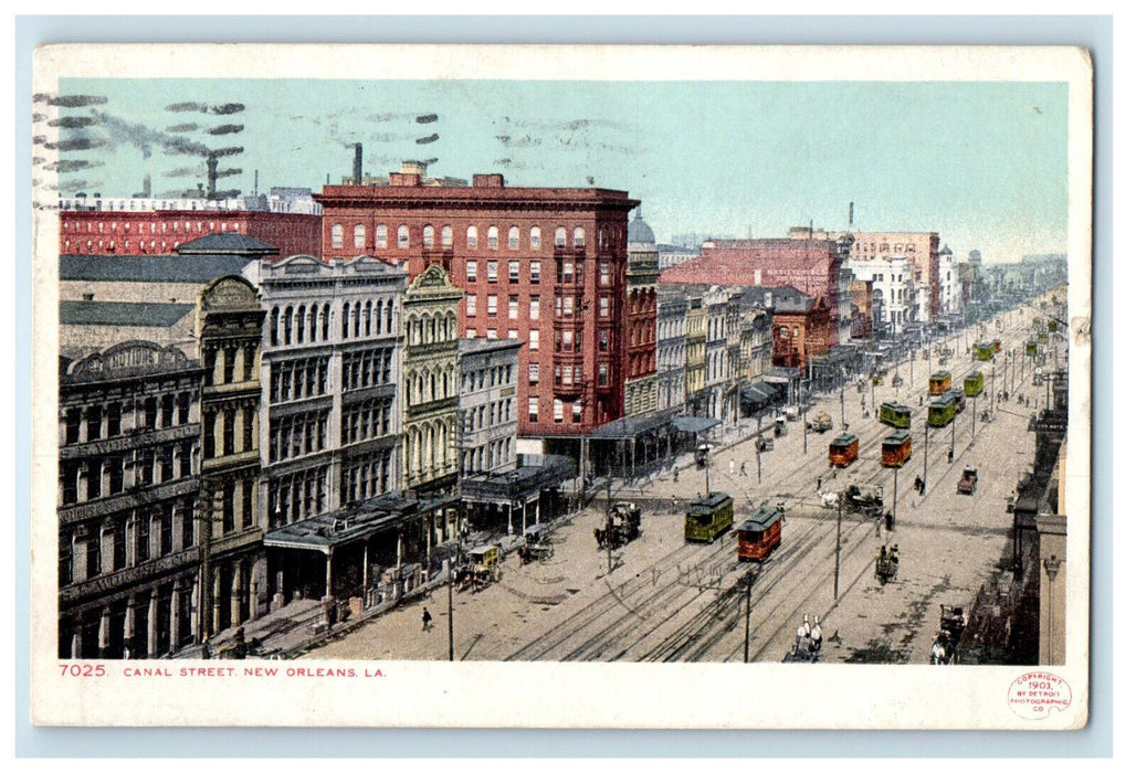 1907 Canal Street Scene, New Orleans Louisiana LA Antique Posted Postcard