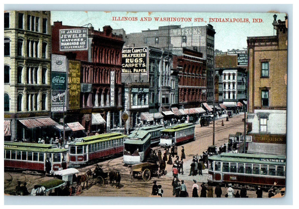 1908 Carpet Co, Illinois & Washington Sts. Indianapolis IN Fortville IN Postcard