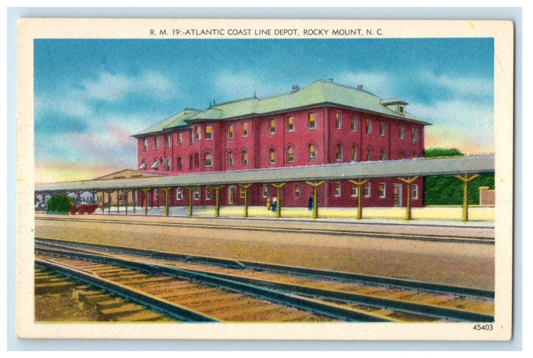 c1930's Atlantic Coast Line Depot Station Rocky Mount North Carolina NC Postcard