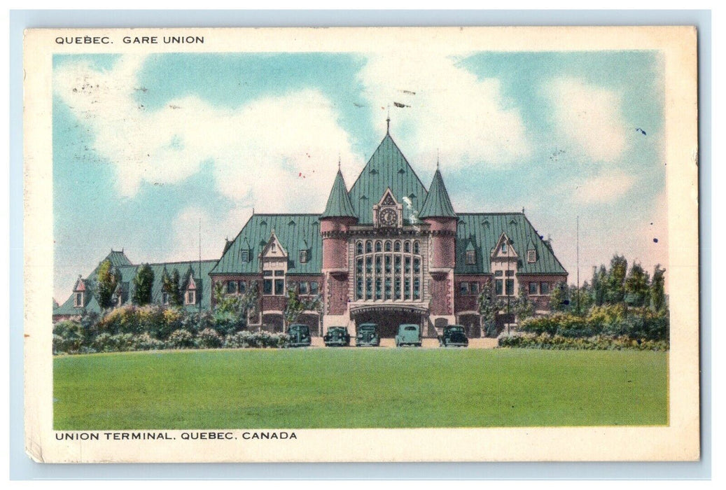 1943 View Of Gare Union Terminal Quebec Canada Posted Vintage Postcard