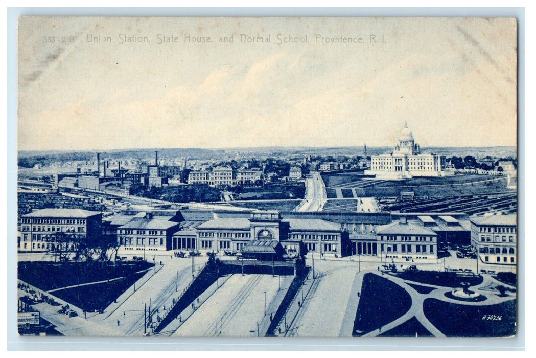 c1910's Union Station State House And Normal School Providence RI Postcard