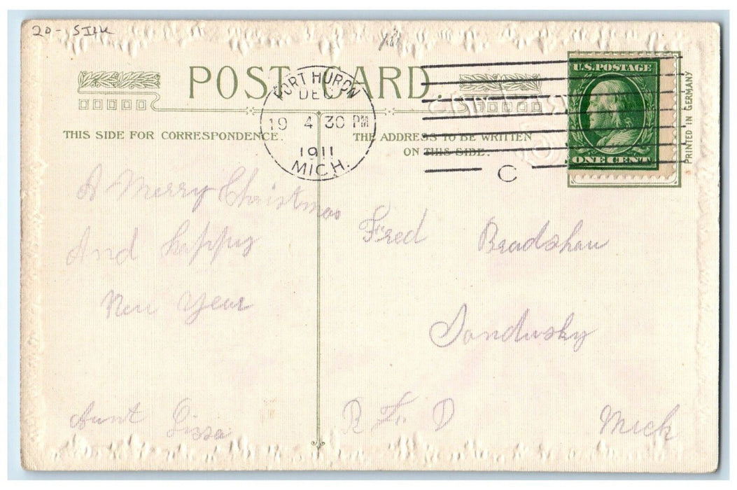 1911 Christmas Greetings House Mountain Winter In Snow John Winsch Silk Postcard