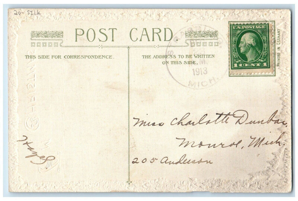 1913 Merry Christmas Winter Snow Pond John Winsch Artist Signed Silk Postcard