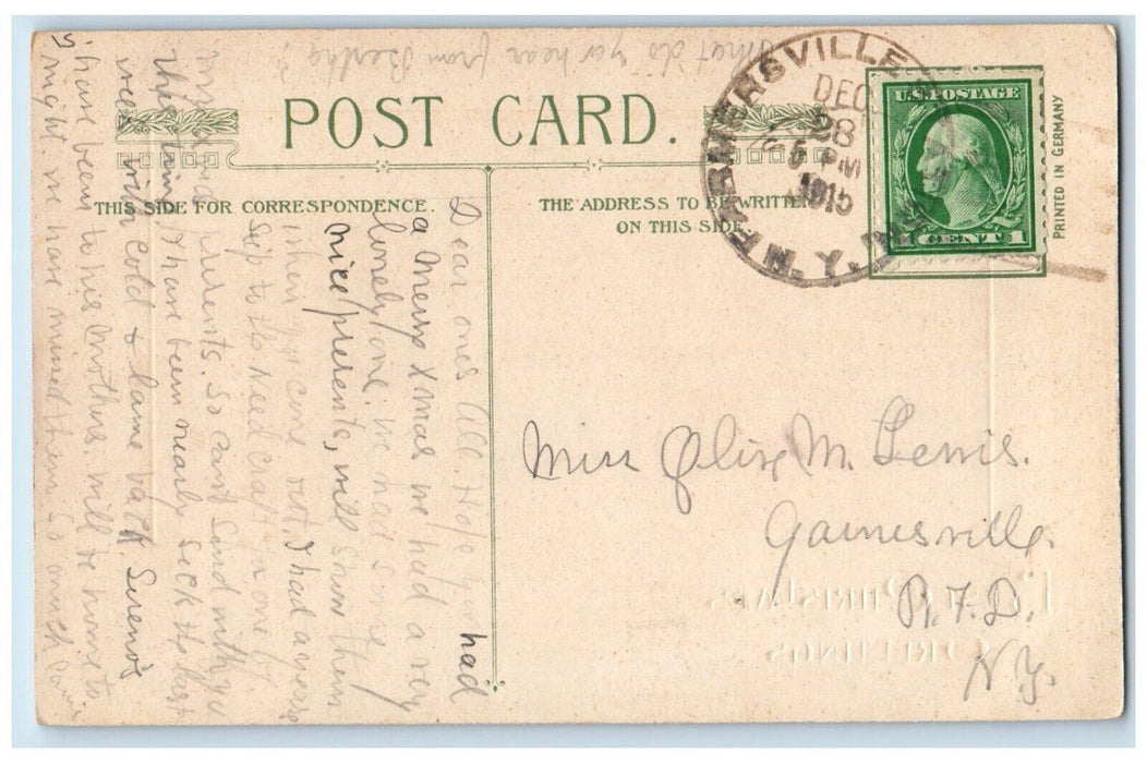 1915 Christmas Greetings Winter Snow John Winsch Embossed Artist Signed Postcard