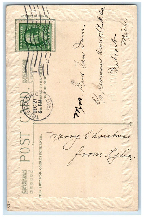 1910 Christmas Greetings House Trees Winter John Winsch Artist Signed Postcard