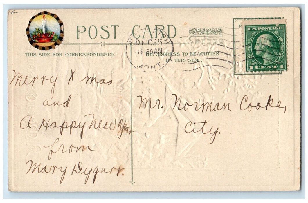 c1910's Christmas Old Man Visitor Winter Snow John Winsch Artist Signed Postcard