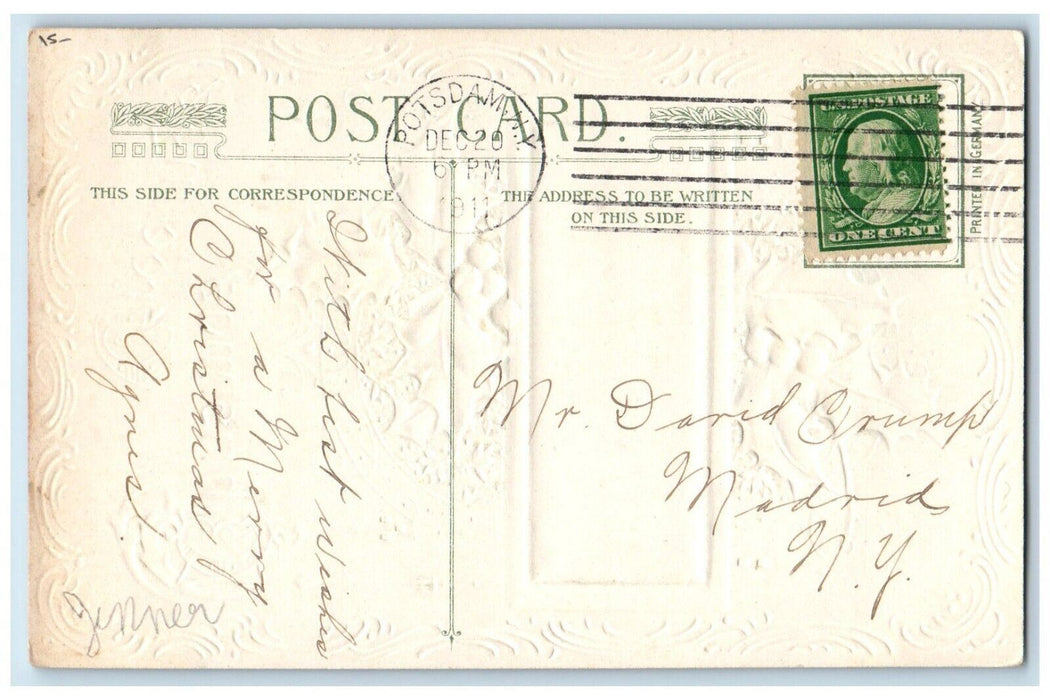 1911 Christmas Greetings Holly House And Pond John Winsch Artist Signed Postcard