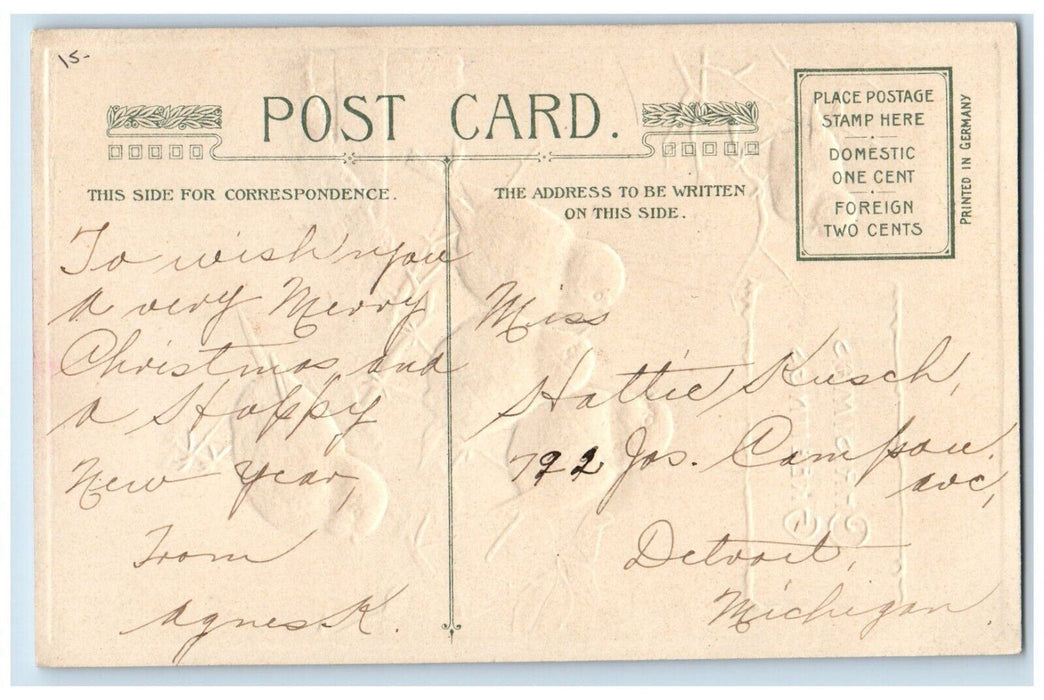 Christmas Greetings Singing Birds Winter Snow John Winsch Artist Signed Postcard