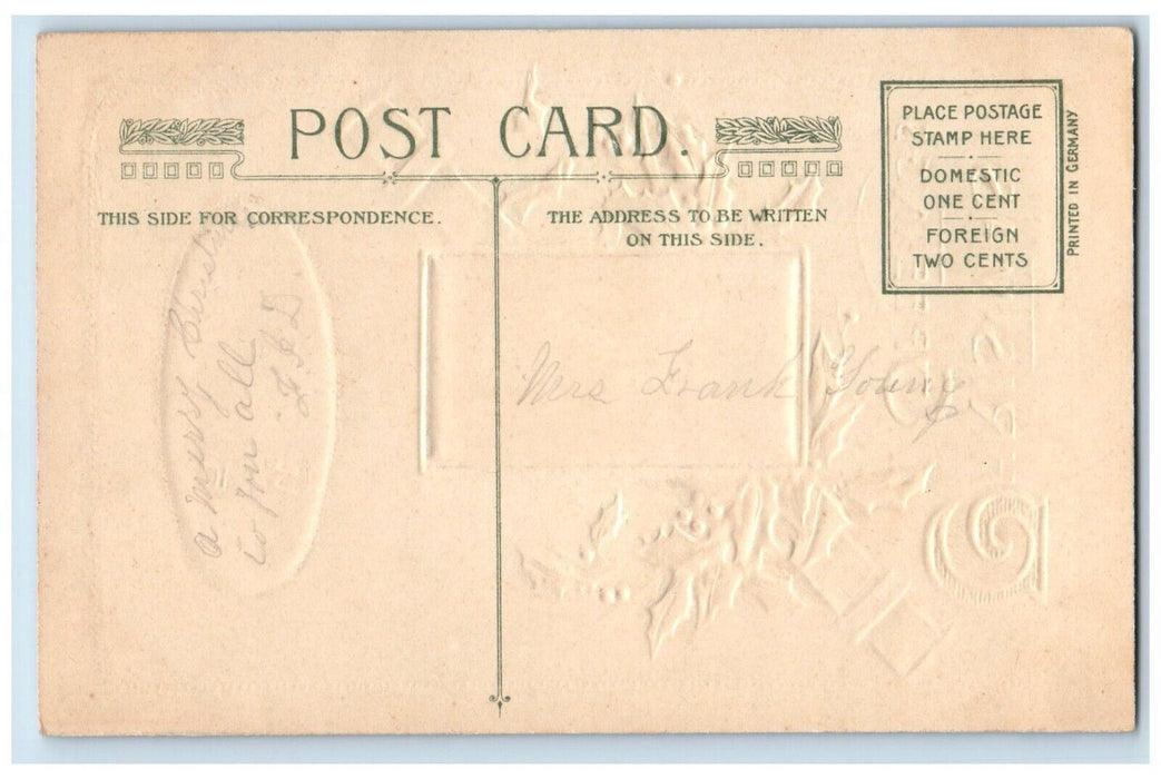 c1910's Christmas Greetings Holly House John Winsch Artist Signed Postcard