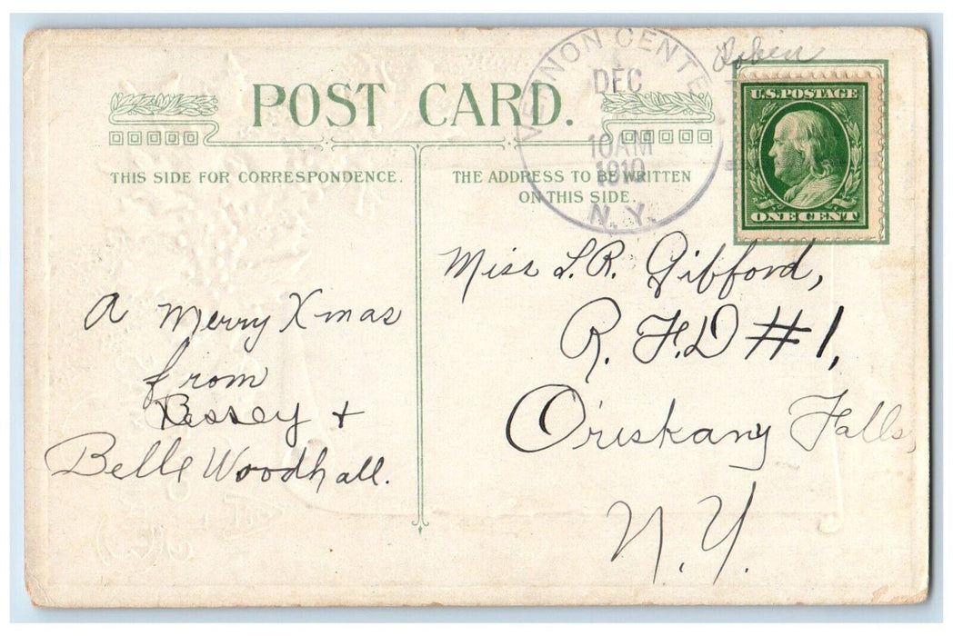 1910 Christmas Greetings Holly Water Wheel John Winsch Artist Signed Postcard