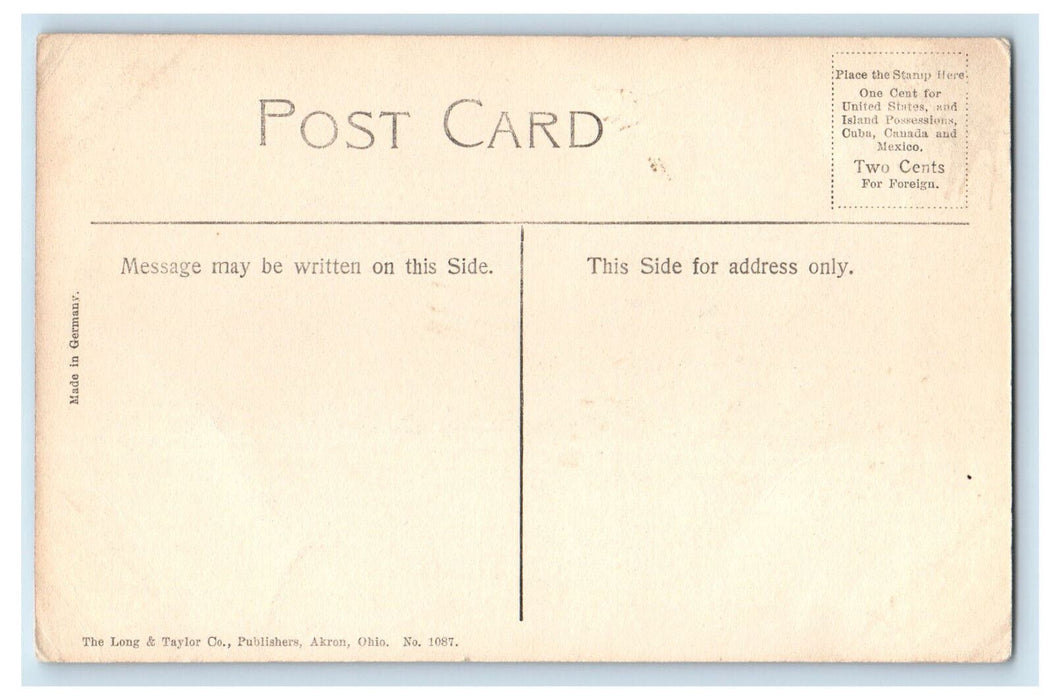 1908 Trolley Car, Horse Carriage Businesses, East Market St. Akron OH Postcard