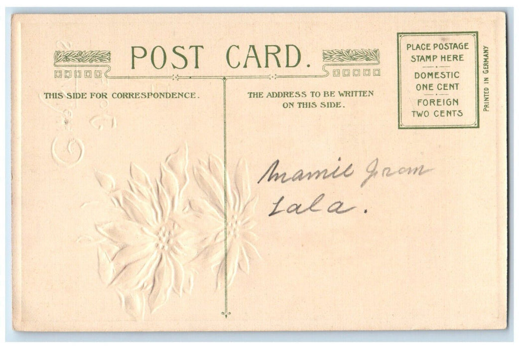 Christmas Poinsettia Flowers Winter Snow John Winsch Artist Signed Postcard