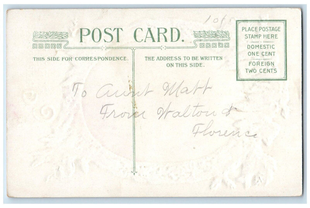 c1910's Christmas Greetings Snow Covered Pine Trees House John Winsch Postcard