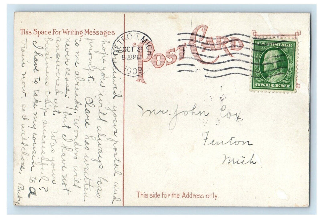 1909 Polar Bears Cage Belle Isle Detroit Michigan MI Vintage Antique Postcard
