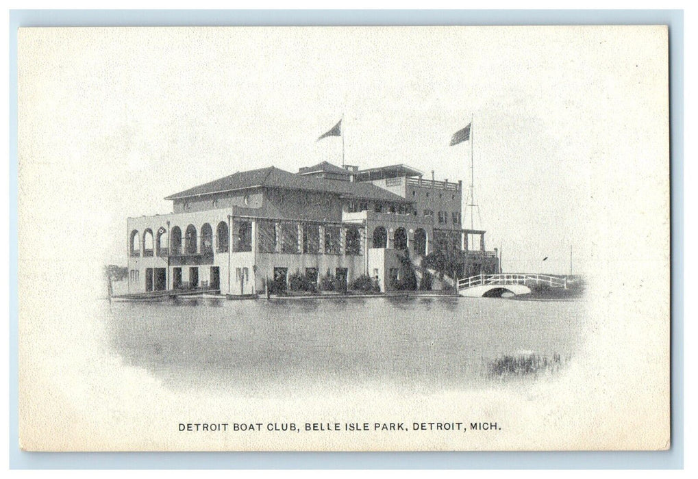 c1905 Detroit Boat Club Belle Isle Park Detroit Michigan MI Antique Postcard