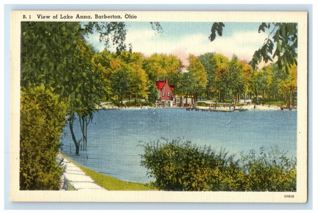 c1940 View Lake Anna Scenic View Barberton Ohio OH Vintage Antique Postcard