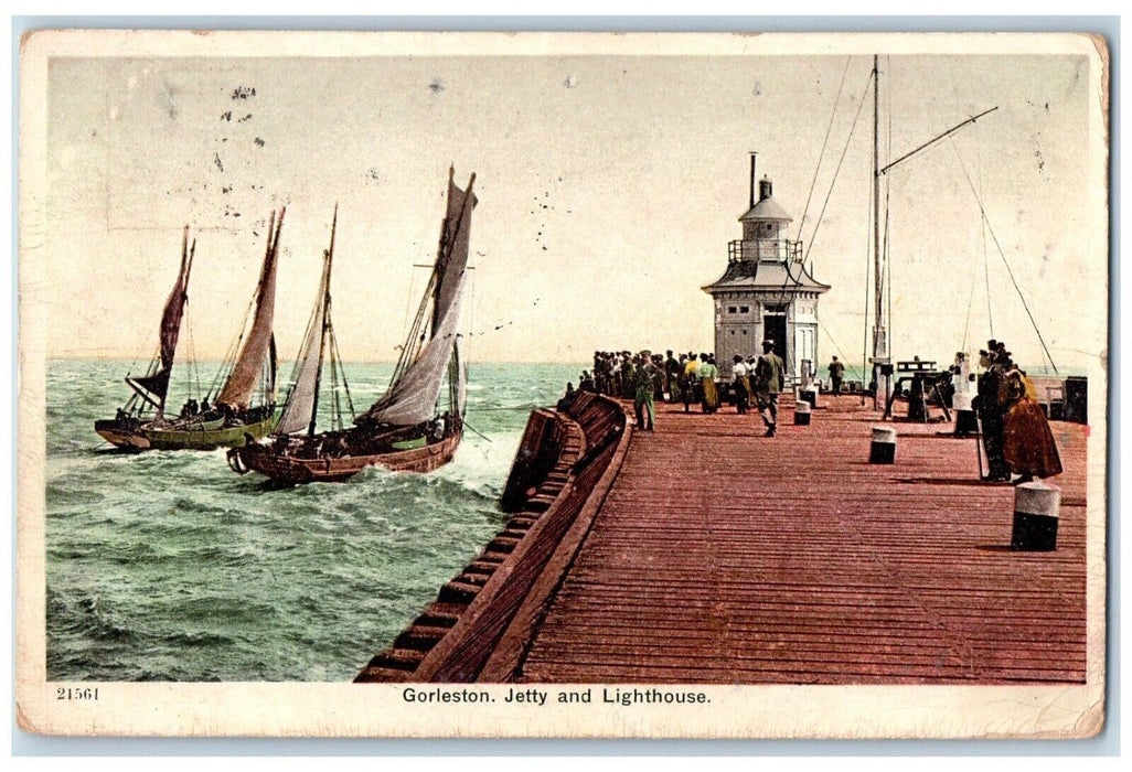 1908 Gorleston Jetty Lighthouse Whitesville Kentucky Antique Picture Postcard